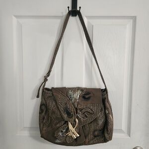 Vintage 80s Nas Alentino metallic patchwork hobo crossbody bag eclectic